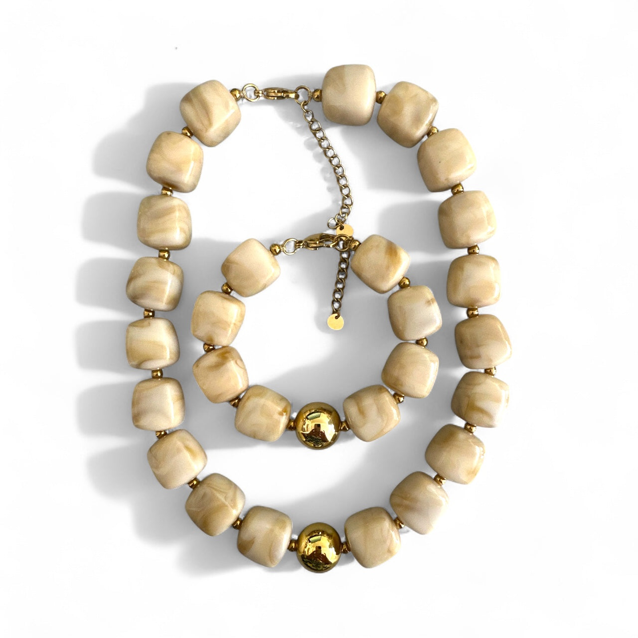 Square Beads Necklace – Κολιέ με Τετραγωνισμένες Χάντρες & Χρυσή Λεπτομέρεια - So Cute by Dimi