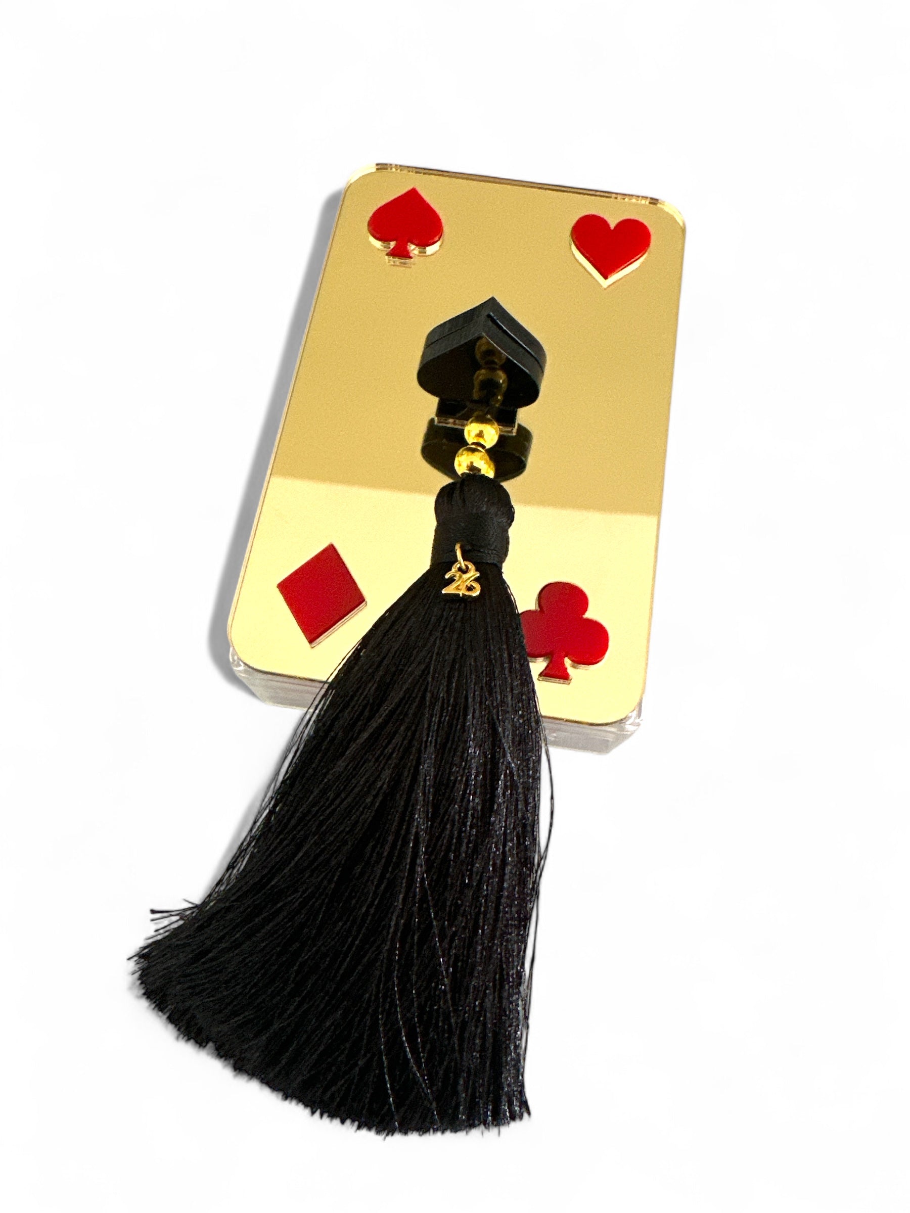 Επιτραπέζιο γούρι Τράπουλα plexiglass κουτί με καθρέφτη και φούντα – So Cute by Dimi