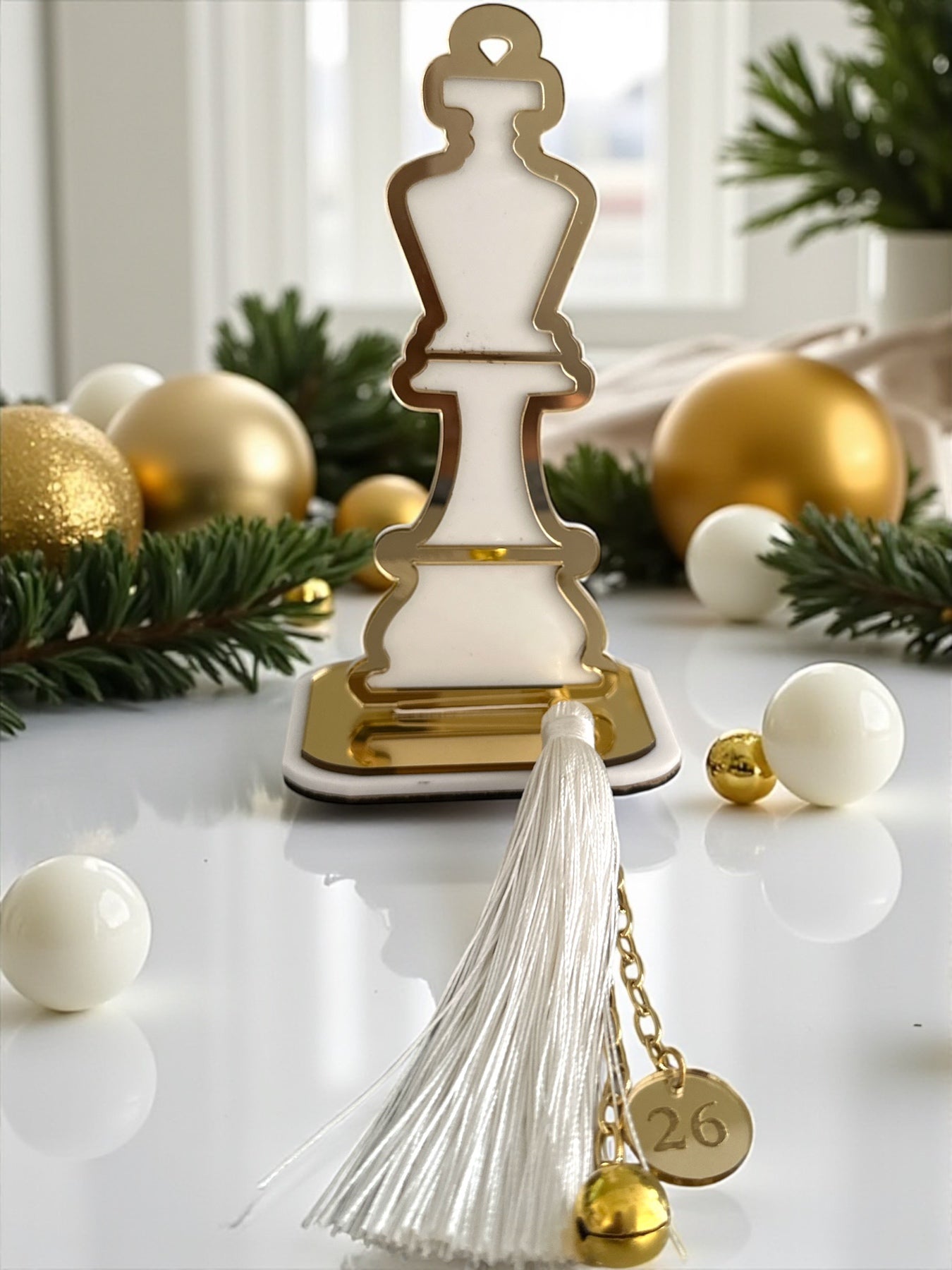 Γούρι Βασιλιάς Σκακιού λευκό με καθρέφτη – So Cute by Dimi