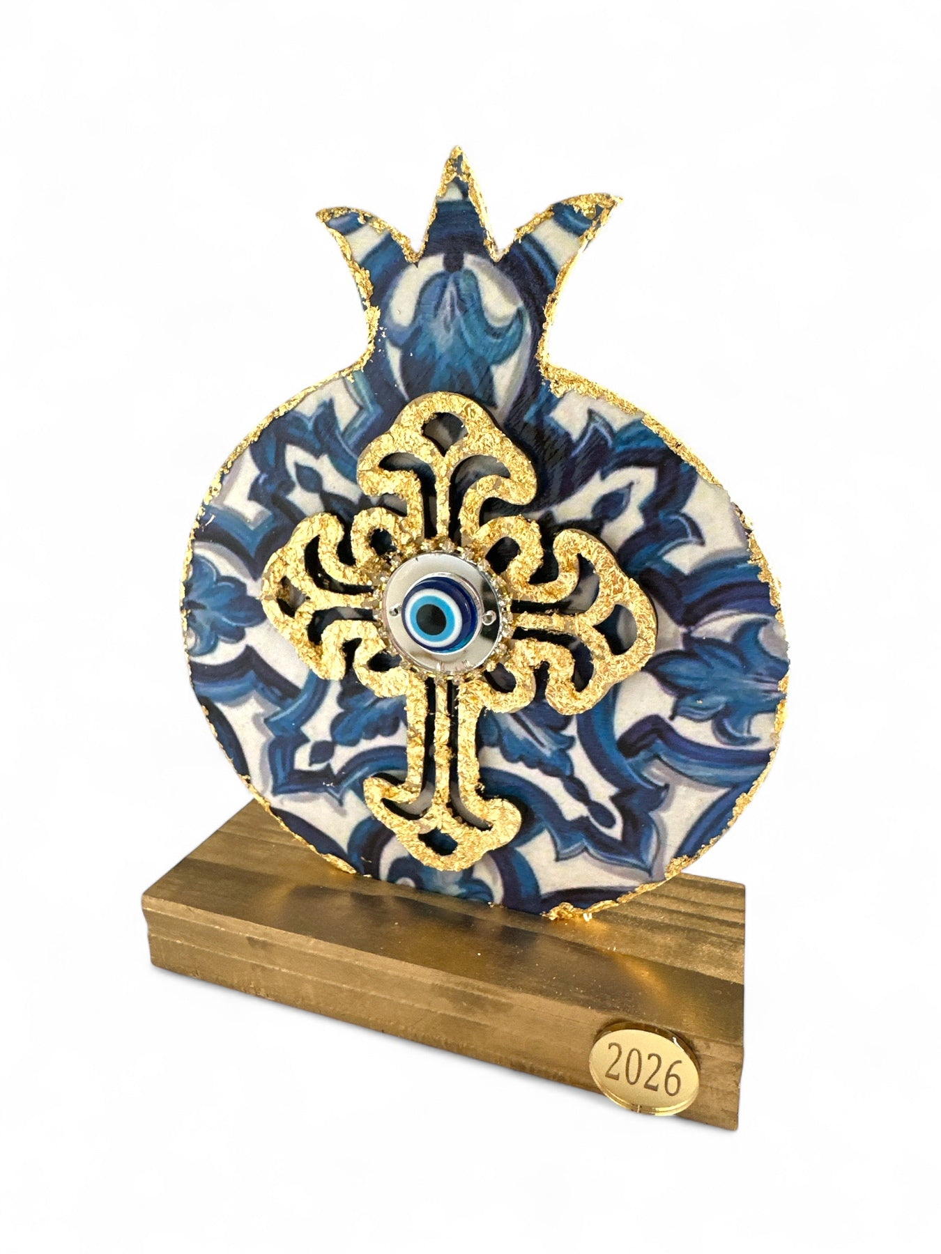 Γούρι 2026 ρόδι Σαντορίνη με σταυρό και μάτι – λιανική So Cute by Dimi