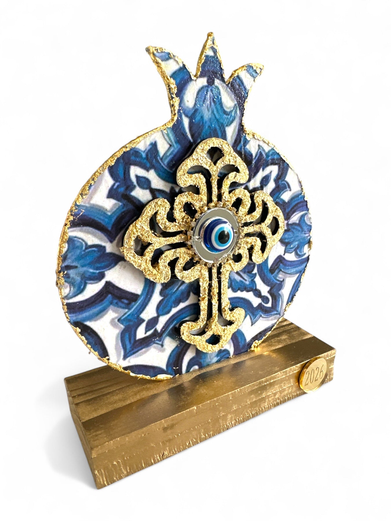 Γούρι 2026 ρόδι Σαντορίνη με σταυρό και μάτι – λιανική So Cute by Dimi