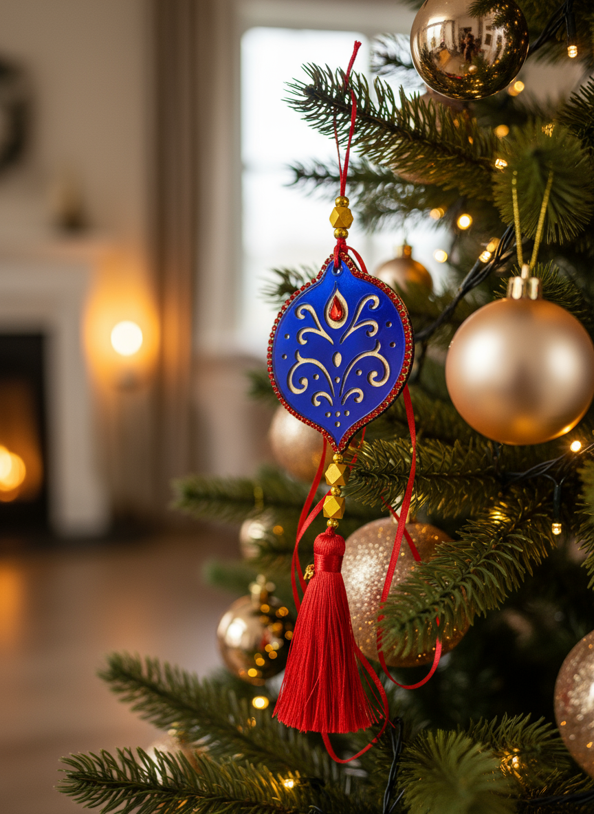 Γούρι 2026 plexiglass με διάτρητο σχέδιο, κρύσταλλο και κόκκινη φούντα – Christmas Fairytale So Cute by Dimi