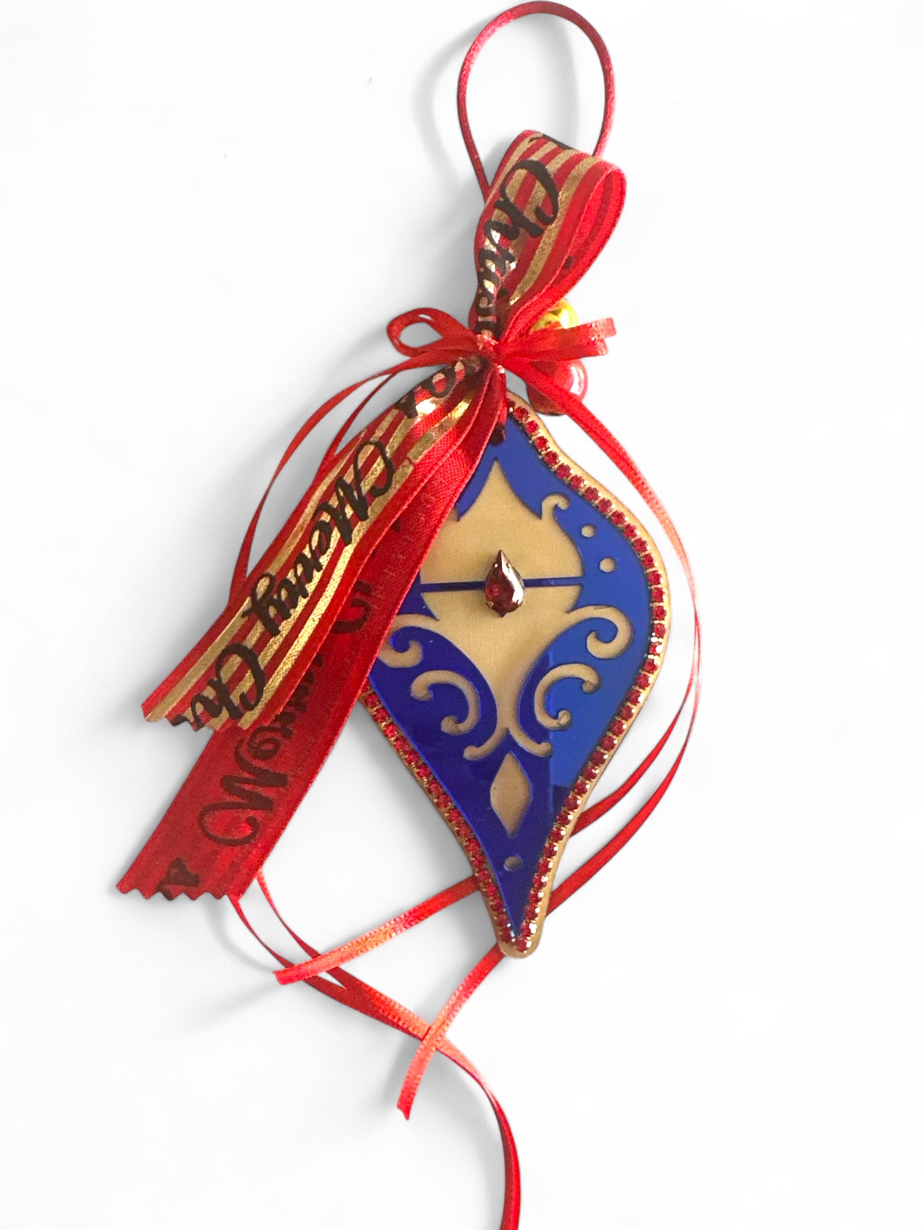 Γούρι 2026 Fairytale Ornament plexiglass με κρύσταλλο και κόκκινες κορδέλες – So Cute by Dimi