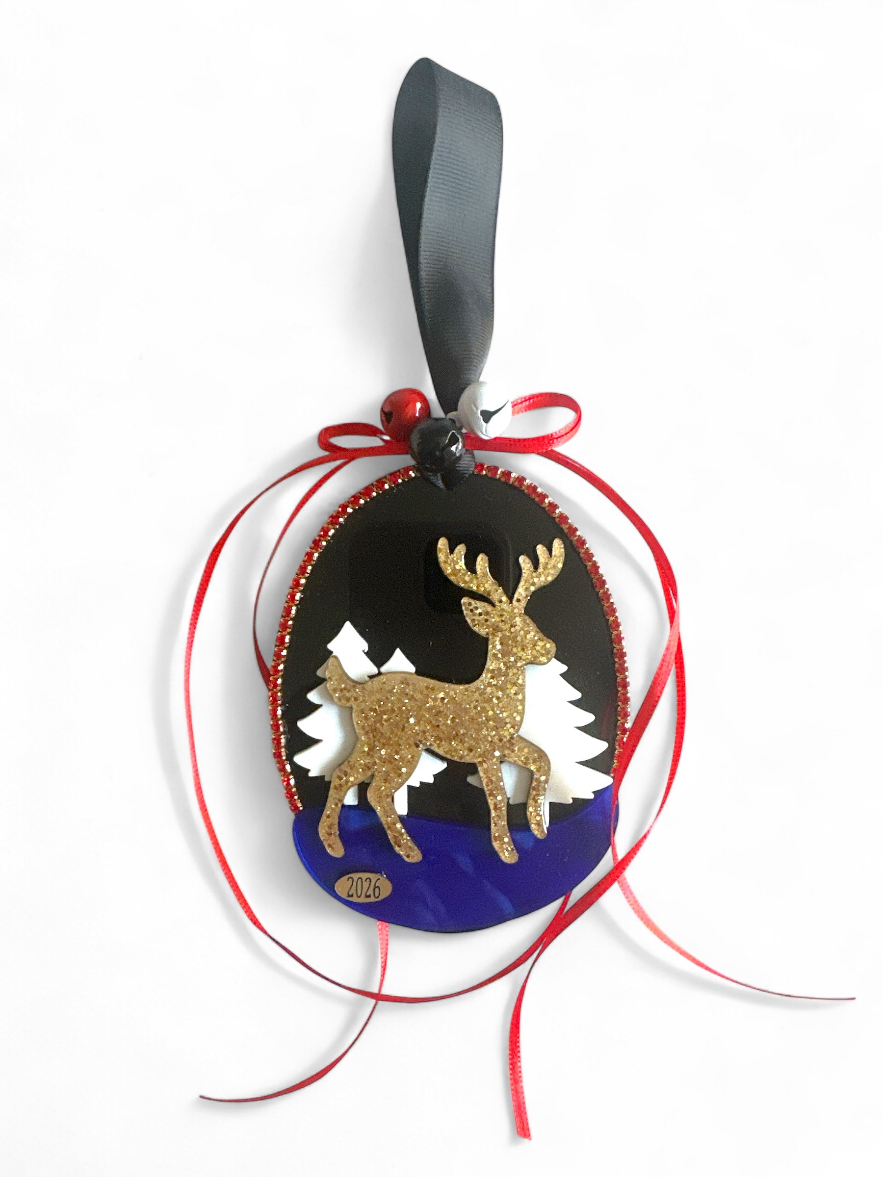 Γούρι 2026 plexiglass με ελαφάκι και δέντρα – Christmas Fairytale So Cute by Dimi