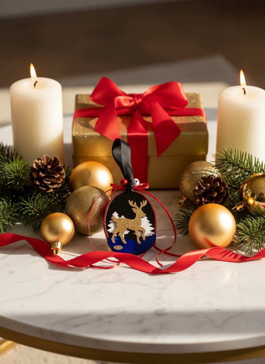 Γούρι 2026 plexiglass με ελαφάκι και δέντρα – Christmas Fairytale So Cute by Dimi