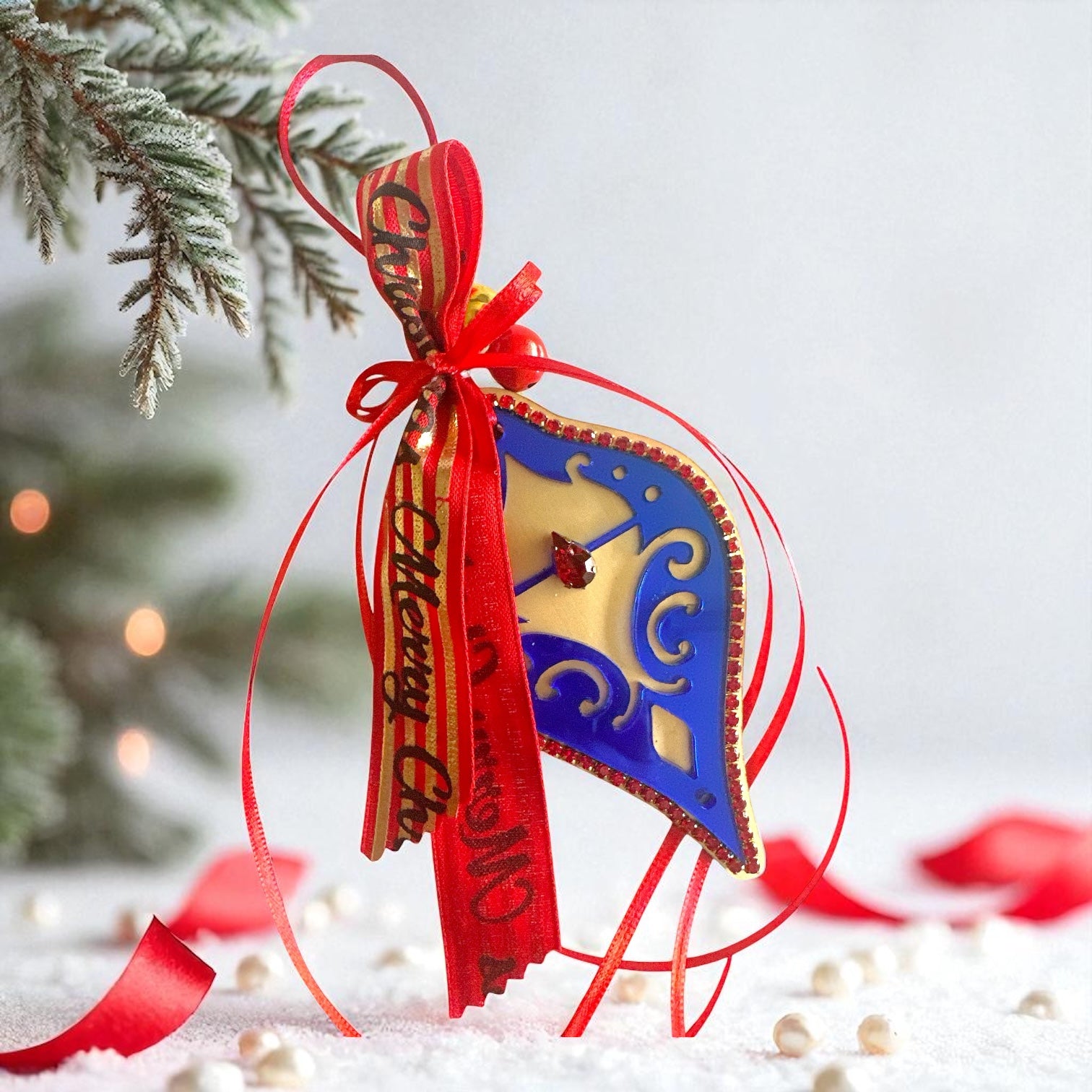 Γούρι 2026 Fairytale Ornament plexiglass με κρύσταλλο και κόκκινες κορδέλες – So Cute by Dimi