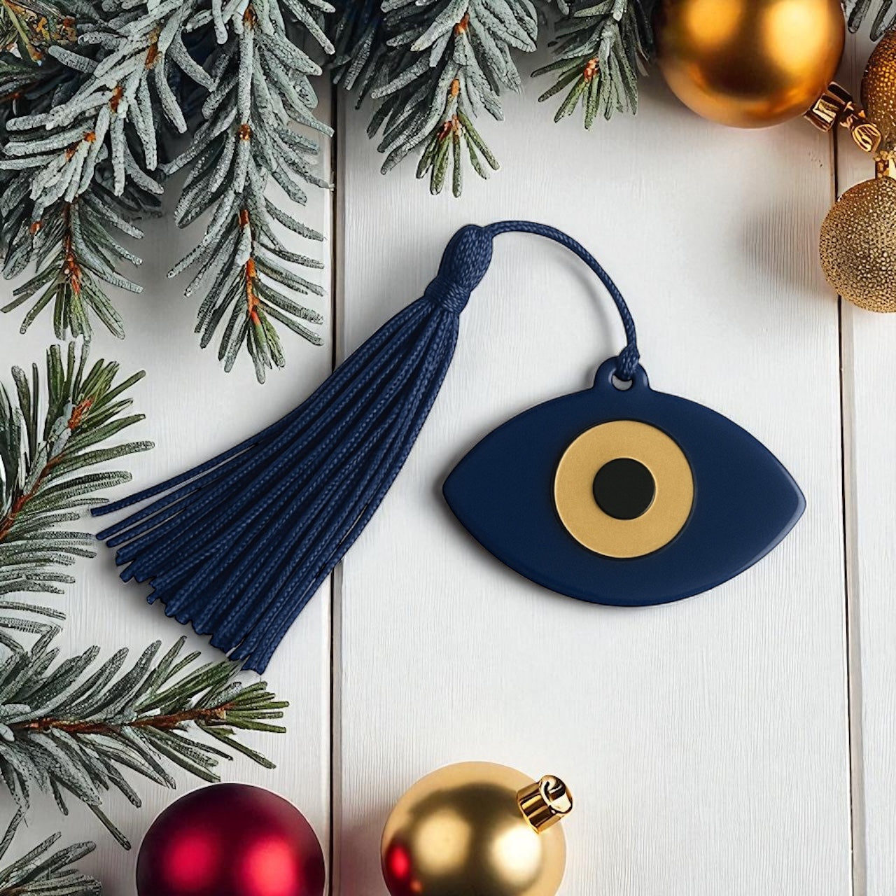 Γούρι μάτι με φούντα σε μπλε – Χειροποίητο So Cute by Dimi