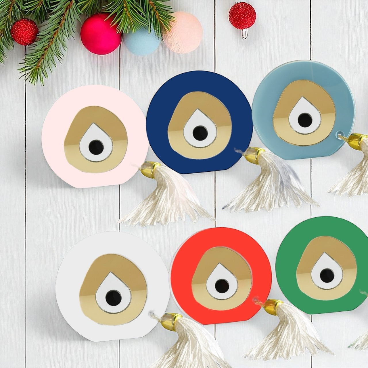 Χειροποίητο γούρι μάτι plexiglass με φούντα – 6 χρώματα για δώρο – So Cute by Dimi