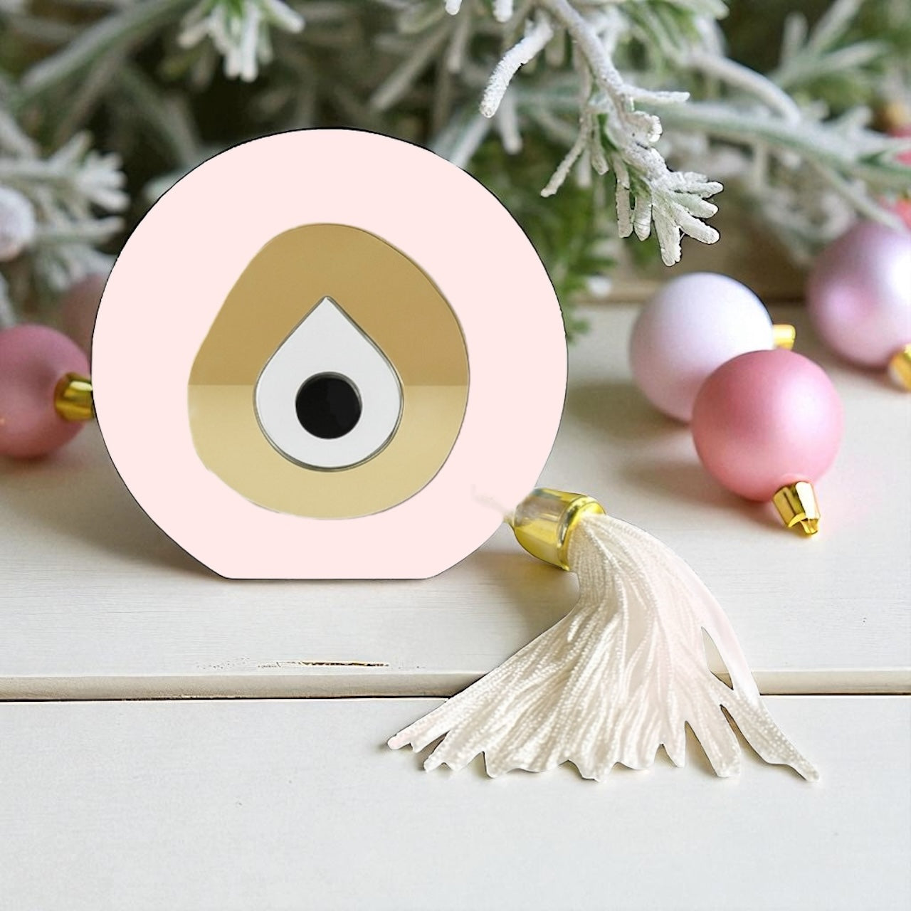 Χειροποίητο γούρι μάτι plexiglass με φούντα – 6 χρώματα για δώρο – So Cute by Dimi