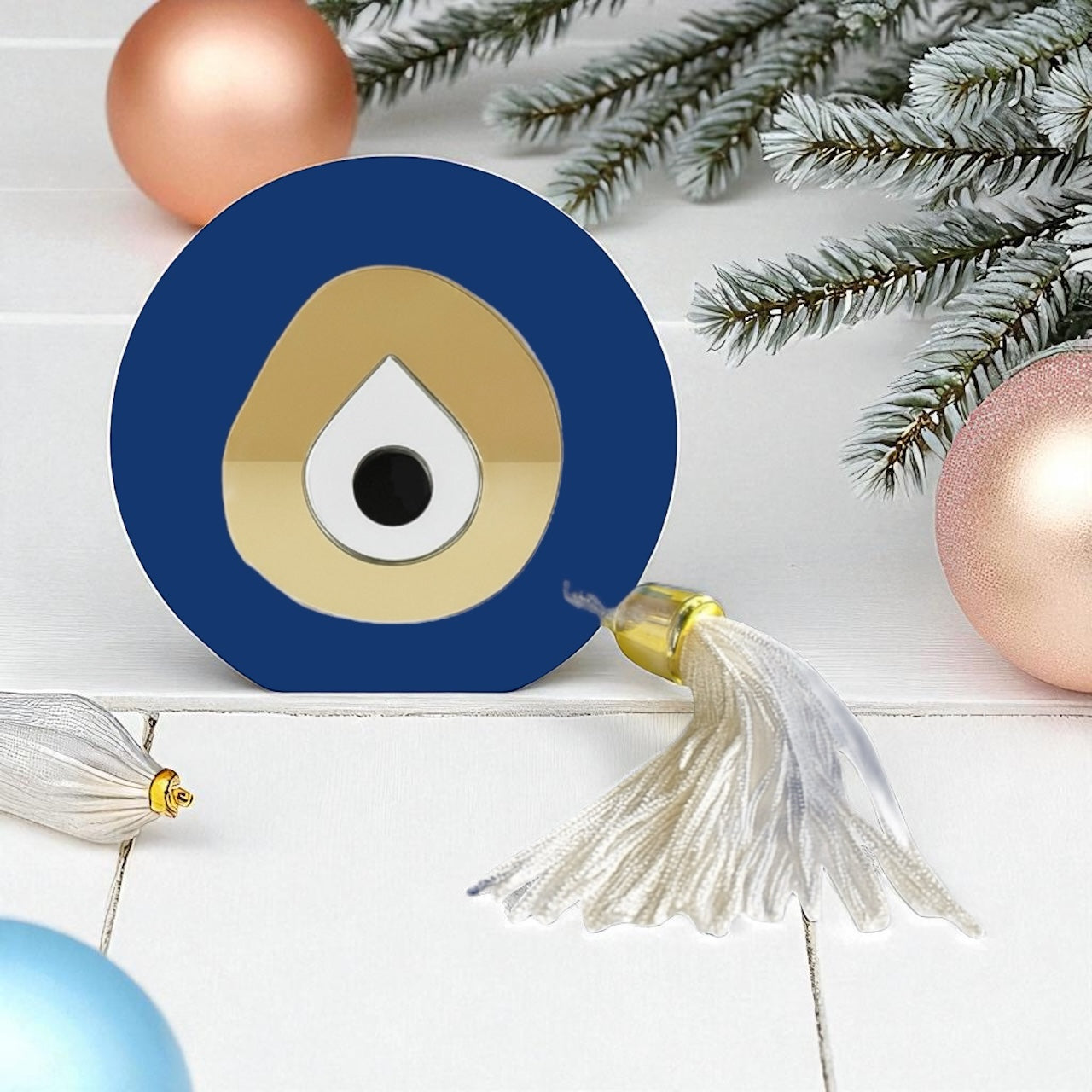 Χειροποίητο γούρι μάτι plexiglass με φούντα – 6 χρώματα για δώρο – So Cute by Dimi