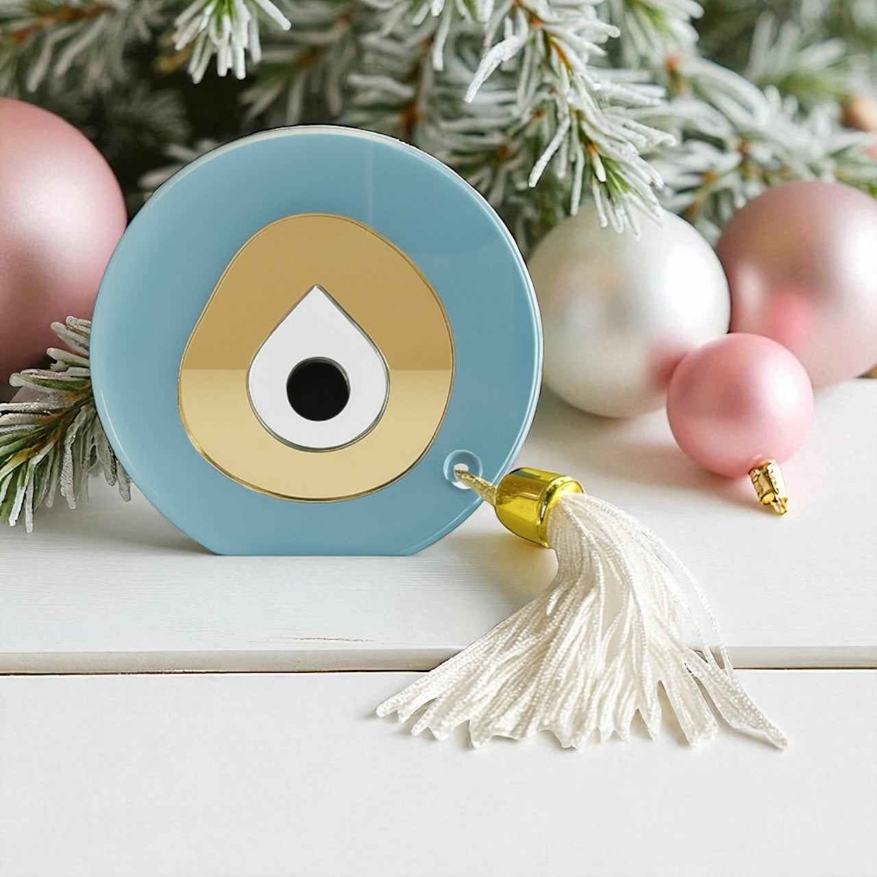 Χειροποίητο γούρι μάτι plexiglass με φούντα – 6 χρώματα για δώρο – So Cute by Dimi