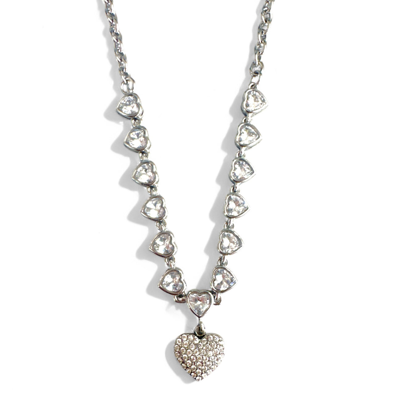 Heart Glow – Ατσάλινο κολιέ με ζιργκόν καρδιές σε ασημί – So Cute by Dimi