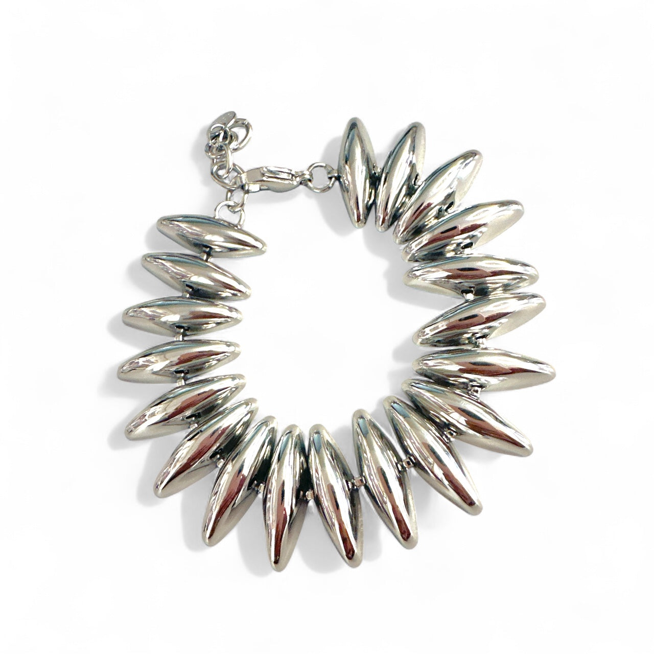 Ατσάλινο βραχιόλι Steel Shine με οβάλ χάντρες σε ασημί So Cute by Dimi