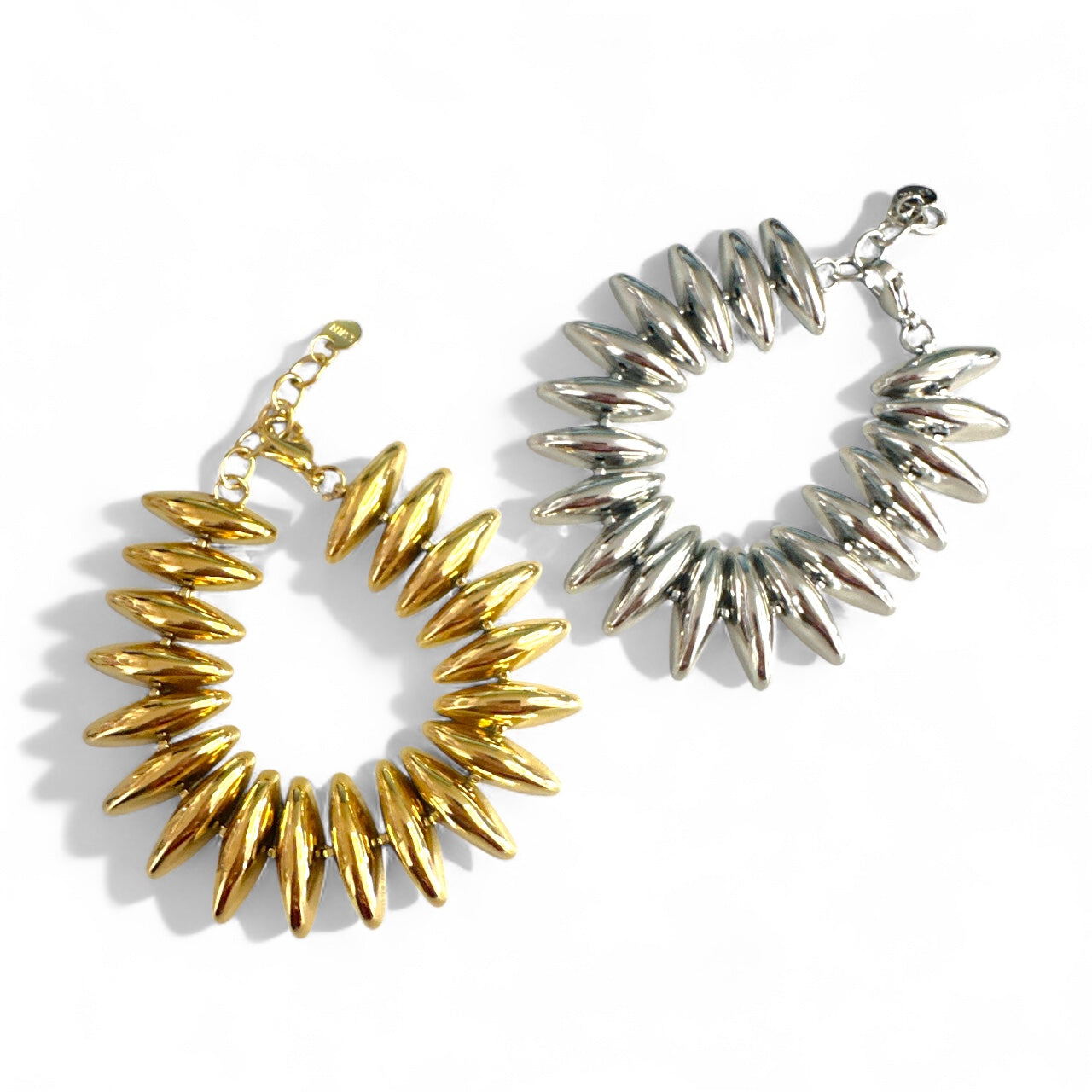 Ατσάλινο βραχιόλι Steel Shine με οβάλ χάντρες σε χρυσό και ασημί So Cute by Dimi