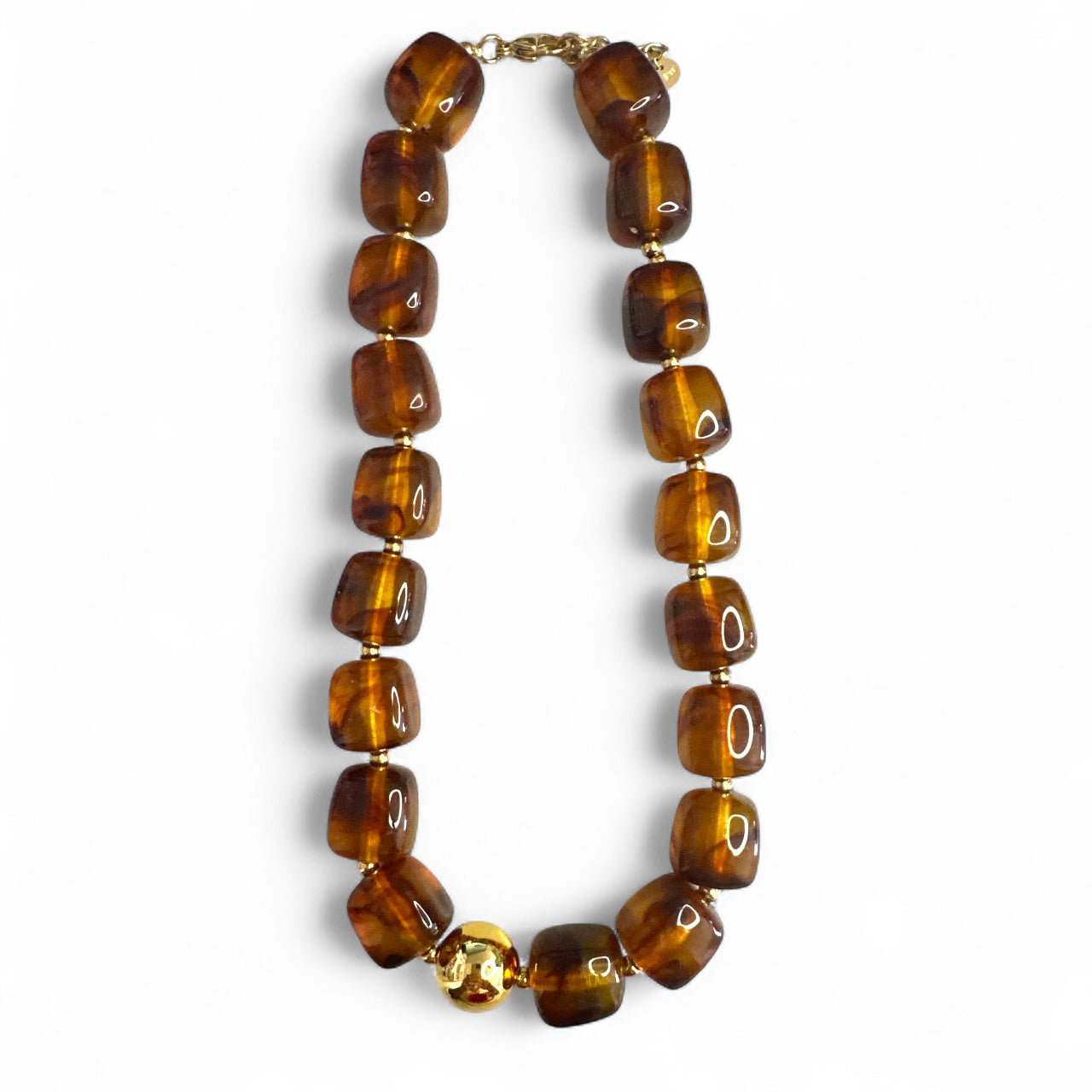 Square Beads Necklace – Κολιέ με Τετραγωνισμένες Χάντρες & Χρυσή Λεπτομέρεια - So Cute by Dimi