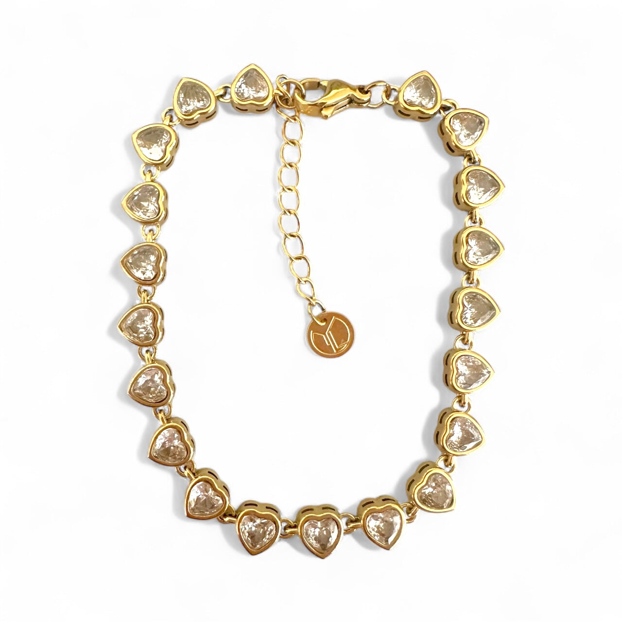 Ατσάλινο βραχιόλι με ζιργκόν καρδιές σε χρυσό – So Cute by Dimi