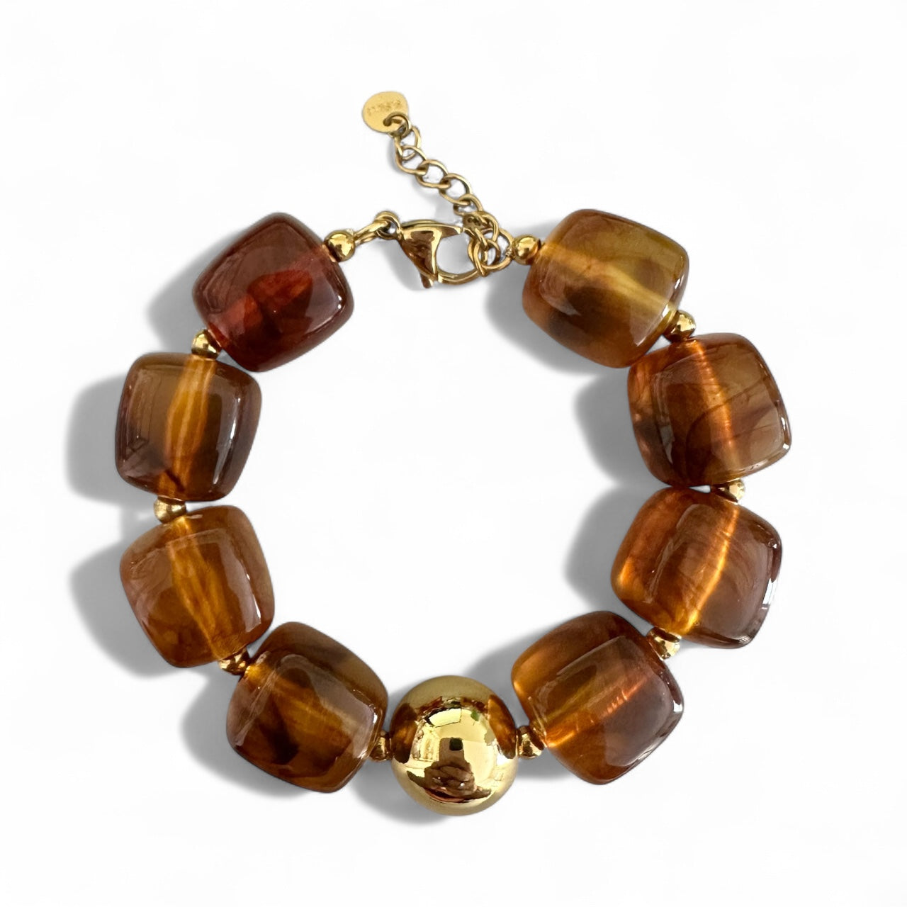 Square Beads Bracelet – Βραχιόλι με τετραγωνισμένες ταρταρούγα χάντρες & χρυσή λεπτομέρεια – So Cute by Dimi