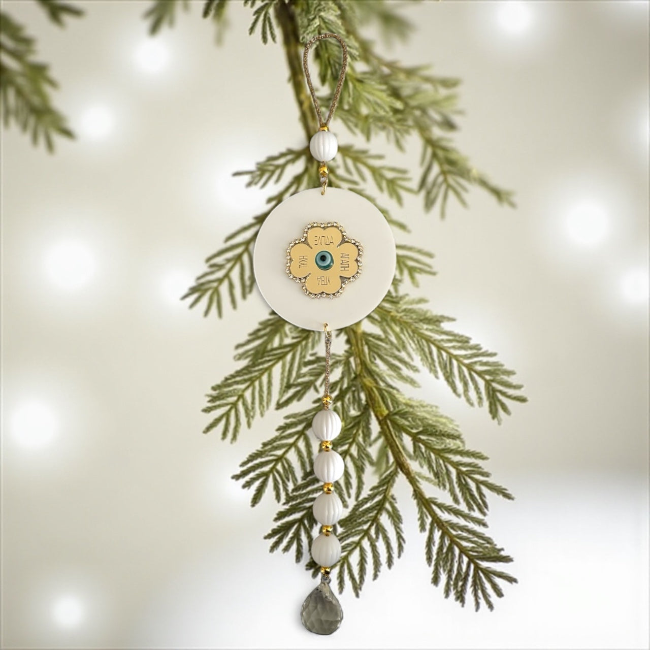 Crystal Clover – χειροποίητο γούρι τετράφυλλο τριφύλλι plexiglass με στρας και κρύσταλλο