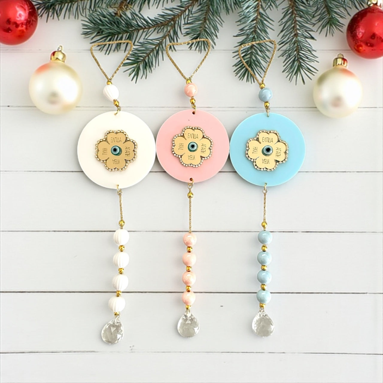 Crystal Clover – χειροποίητο γούρι τετράφυλλο τριφύλλι plexiglass με στρας και κρύσταλλο