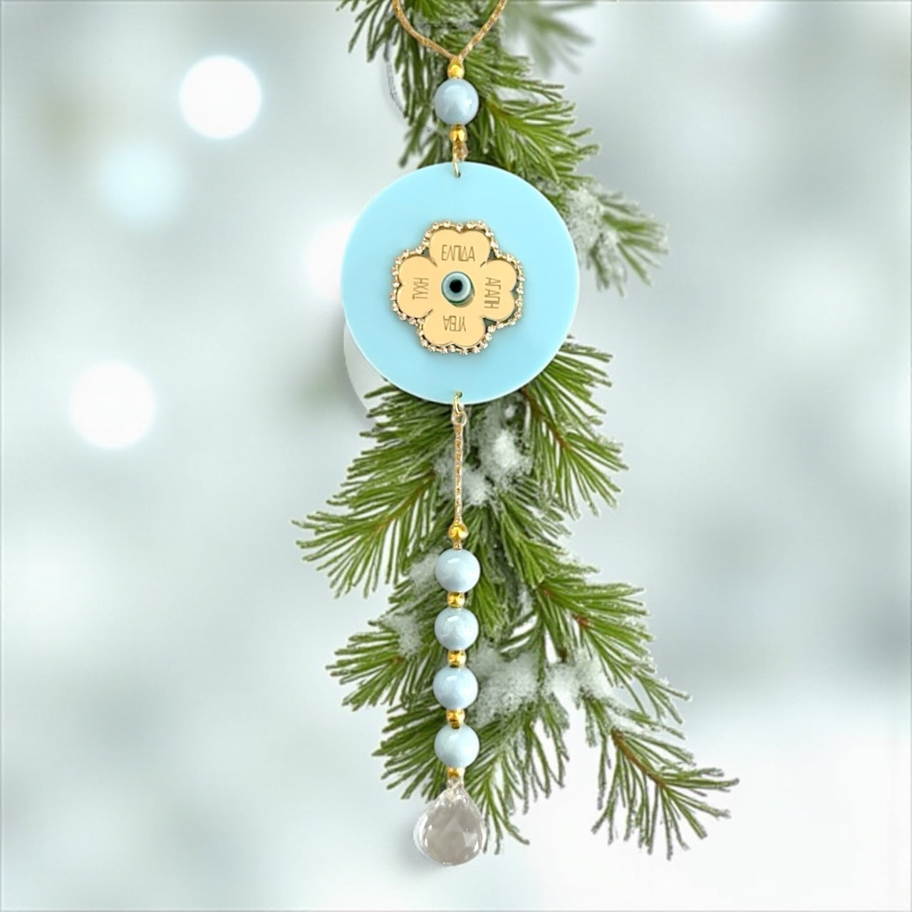 Crystal Clover – χειροποίητο γούρι τετράφυλλο τριφύλλι plexiglass με στρας και κρύσταλλο So Cute by Dimi