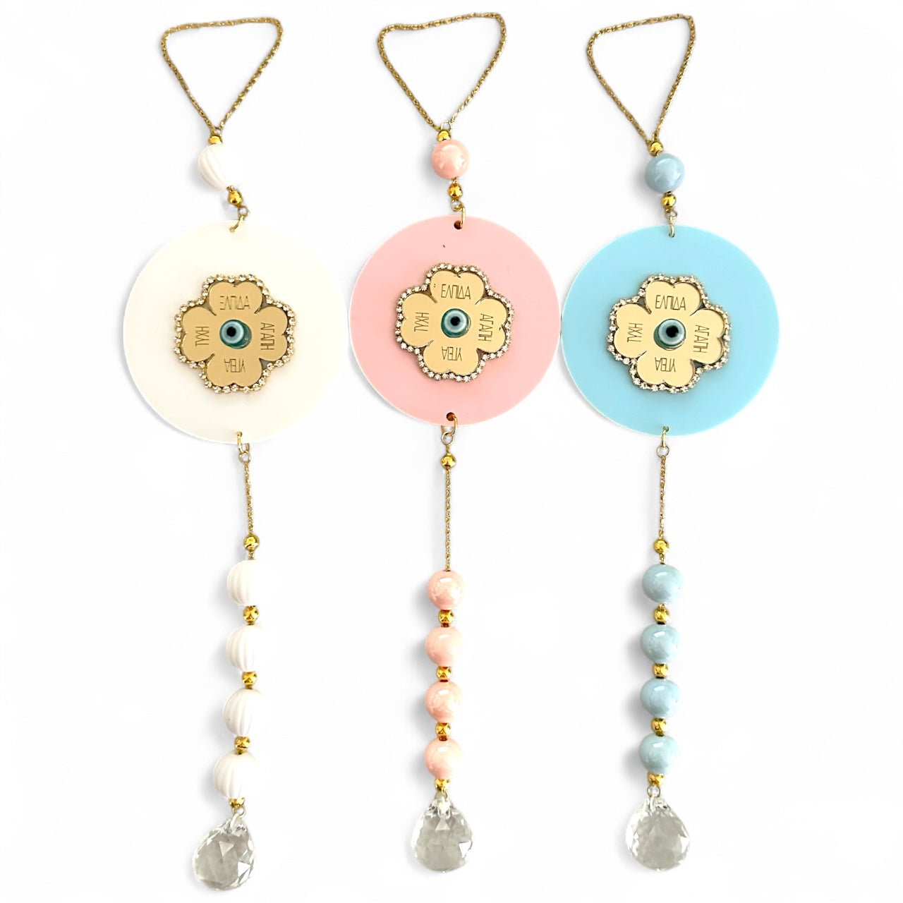 Crystal Clover – χειροποίητο γούρι τετράφυλλο τριφύλλι plexiglass με στρας και κρύσταλλο So Cute by Dimi