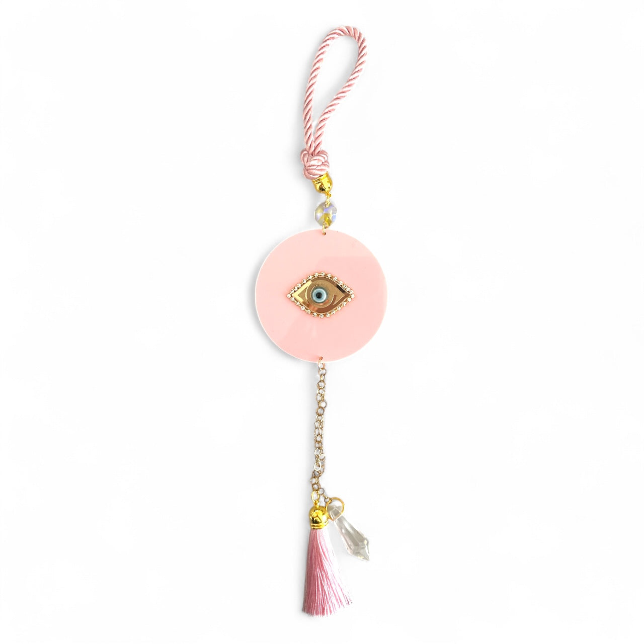 Γούρι Elegant Eye κρεμαστό με μάτι, στρας και κρύσταλλο σε στρογγυλή βάση plexiglass So Cute by Dimi