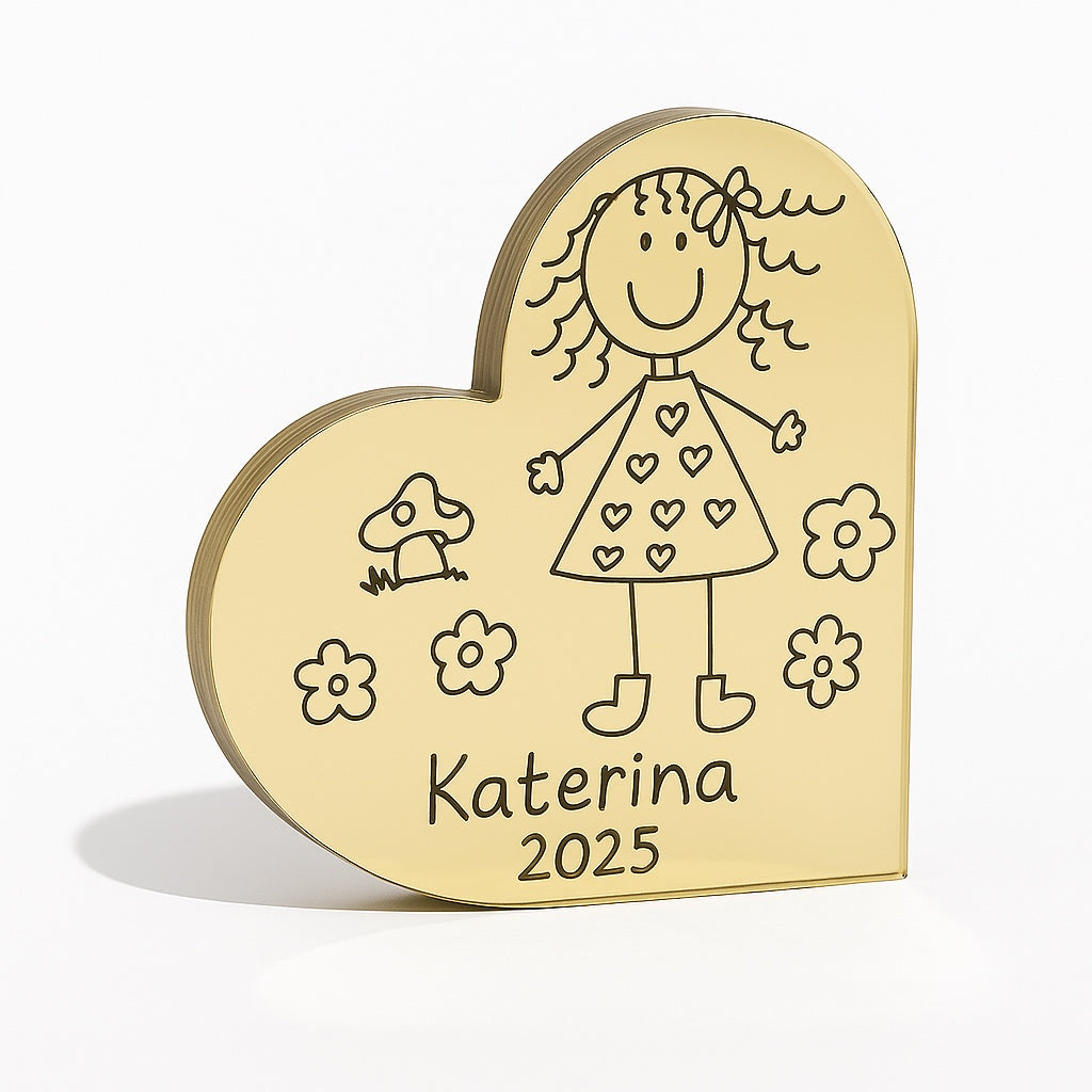 Προσωποποιημένο γούρι με παιδικό σκίτσο σε καρδιά, στρογγυλό ή τετράγωνο – So Cute by Dimi
