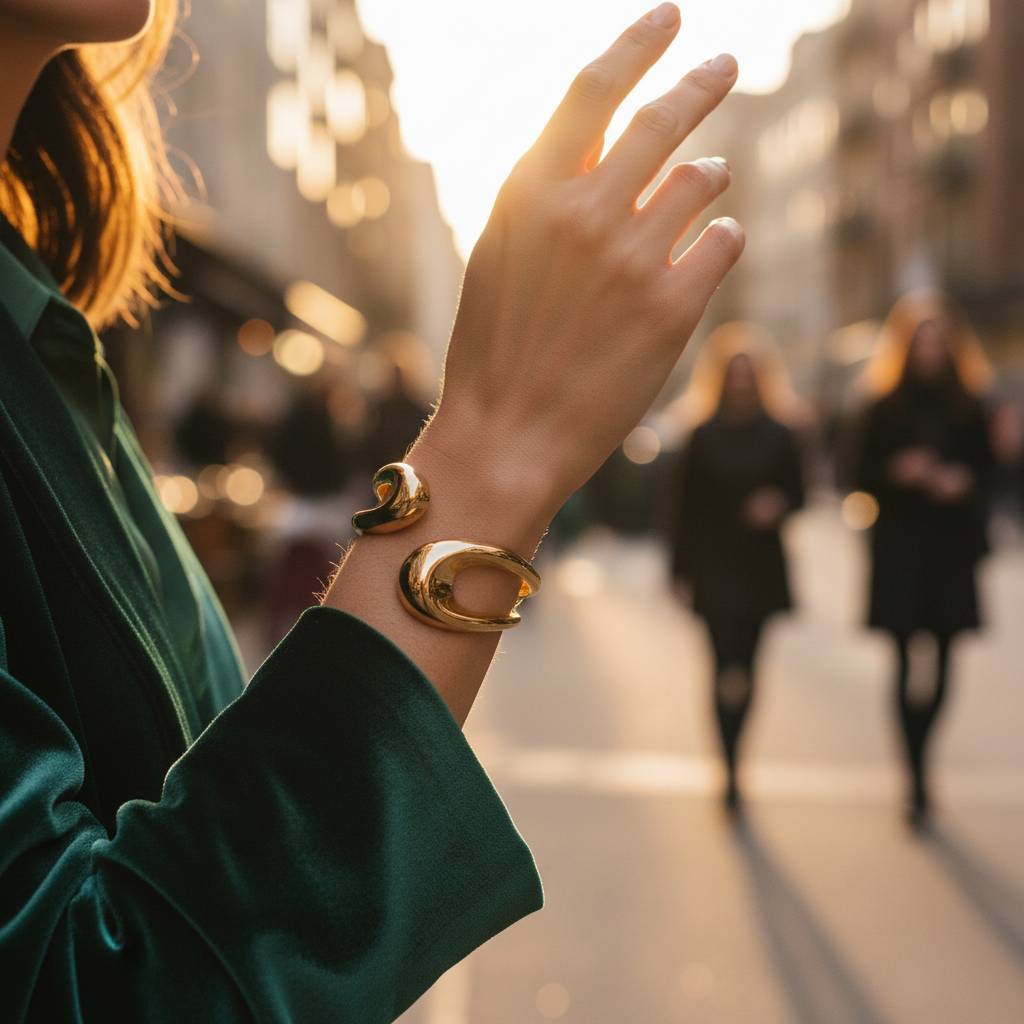 Statement sculptural cuff bracelet σε χρυσό, ασημί και δίχρωμο, So Cute by Dimi