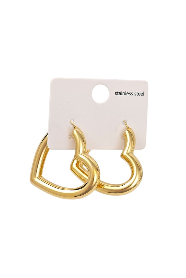 Ατσάλινα σκουλαρίκια καρδιάς σε χρυσό και ασημί – Heart Flow Hoops So Cute by Dimi