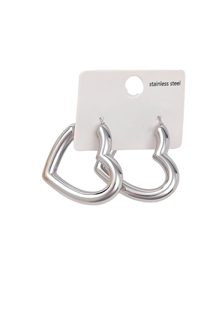 Ατσάλινα σκουλαρίκια καρδιάς σε χρυσό και ασημί – Heart Flow Hoops So Cute by Dimi