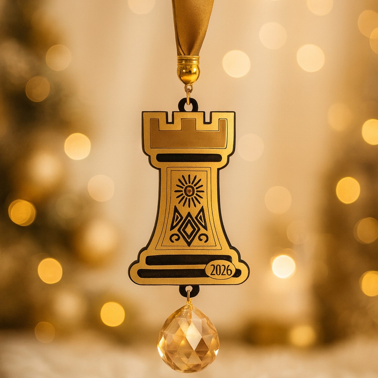 Κρεμαστό Γούρι 2026 Πύργος – Συλλογή CHESS BOLD | Plexiglass με Κρυστάλλινη Μπάλα - So Cute by Dimi