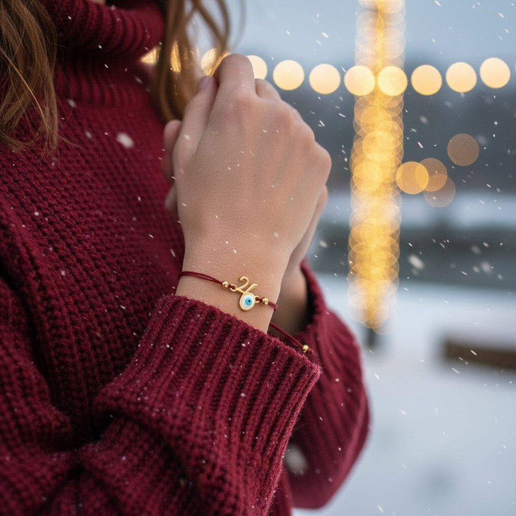 Βραχιόλι γούρι 2026 με ματάκι και χρωματιστό κορδόνι – So Cute by Dimi