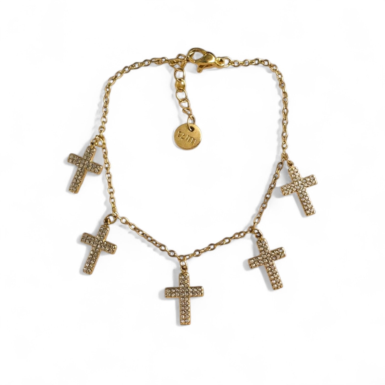 Ατσάλινο βραχιόλι με σταυρούς ζιργκόν σε χρυσό– So Cute by Dimi