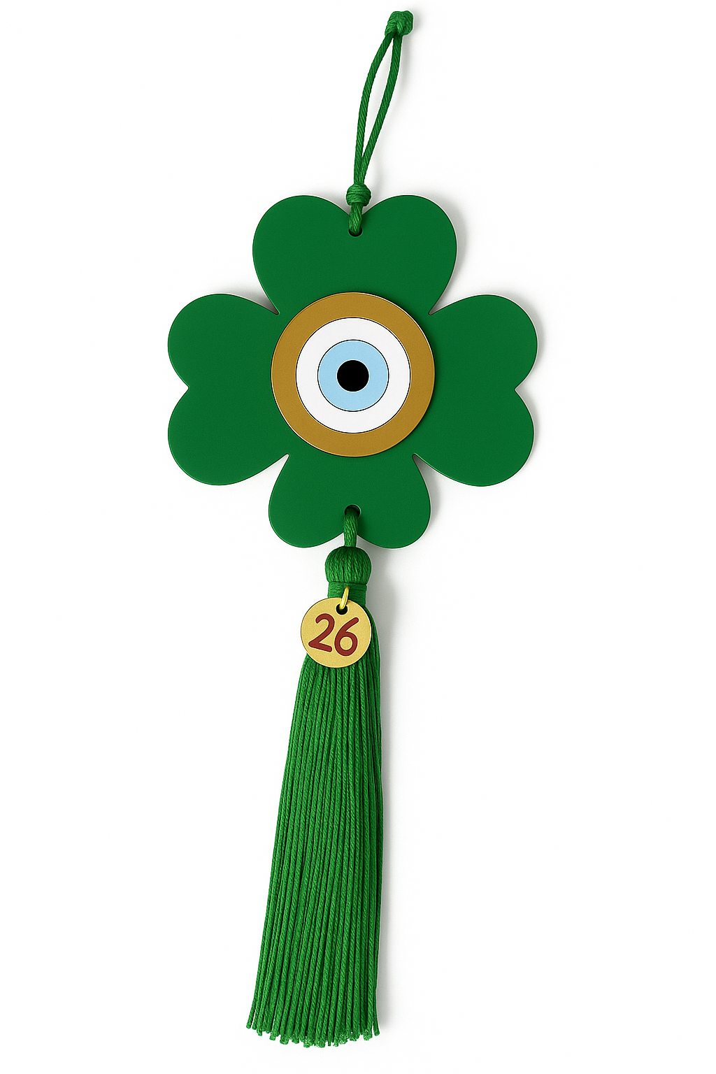 Γούρι 2026 τετράφυλλο plexiglass με μάτι & φούντα – διαθέσιμο σε πολλά χρώματα So Cute by DImi