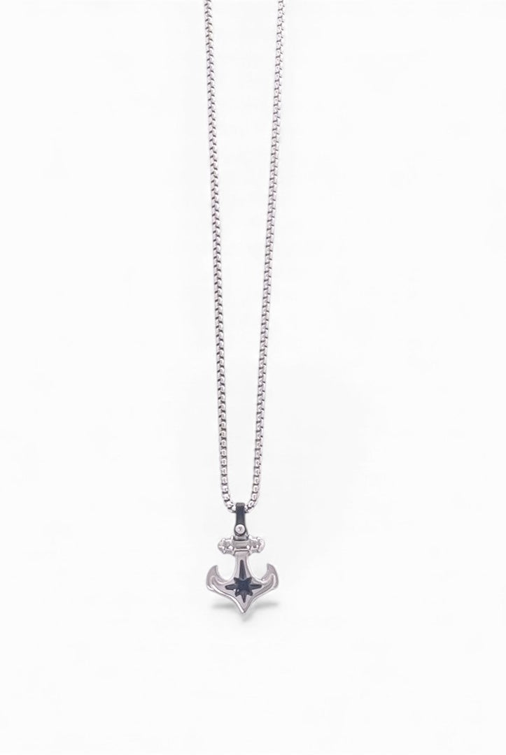 Ανδρικό ατσάλινο κολιέ άγκυρα με σμάλτο| So Cute by Dimi