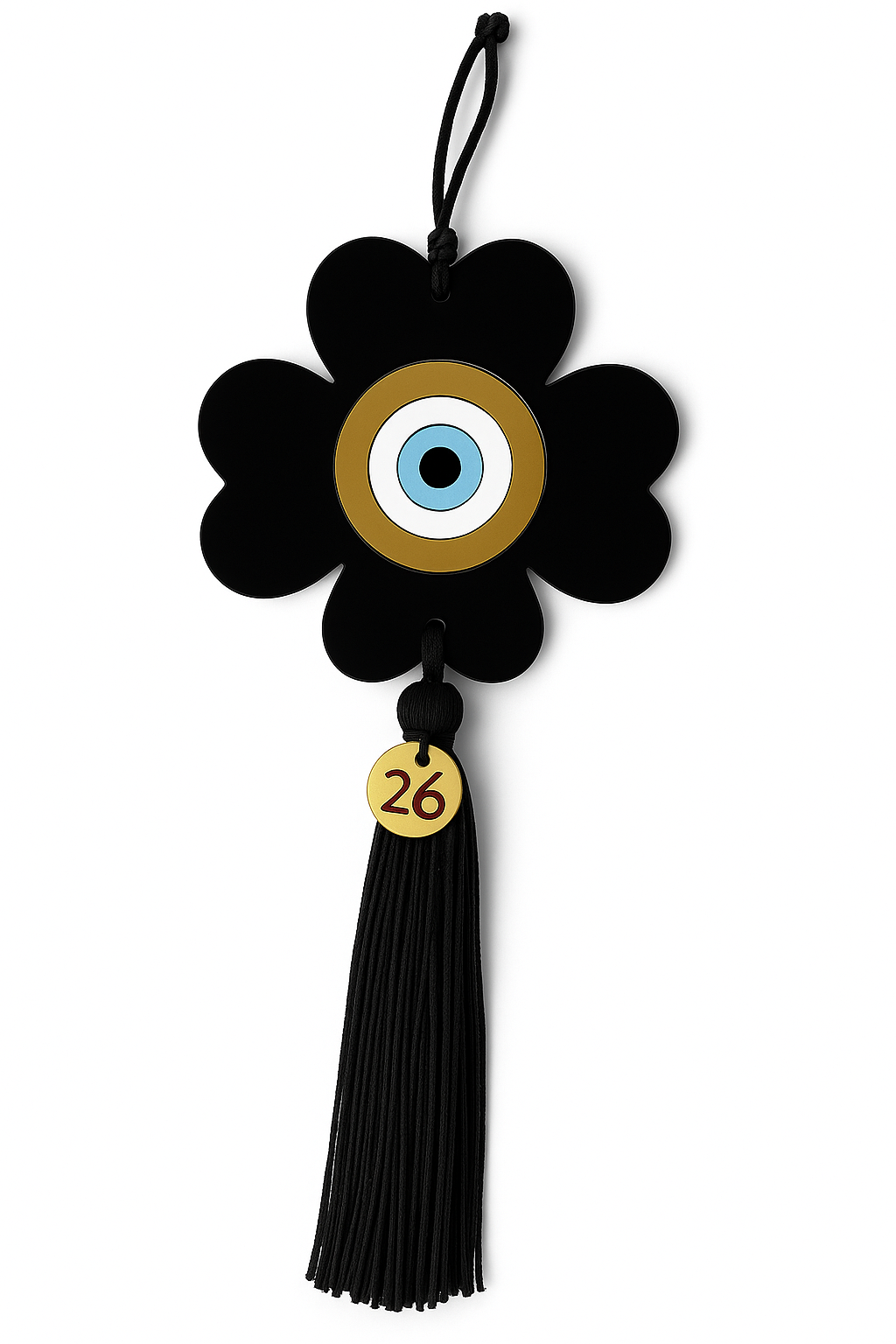 Γούρι 2026 τετράφυλλο plexiglass με μάτι & φούντα – διαθέσιμο σε πολλά χρώματα So Cute by DImi