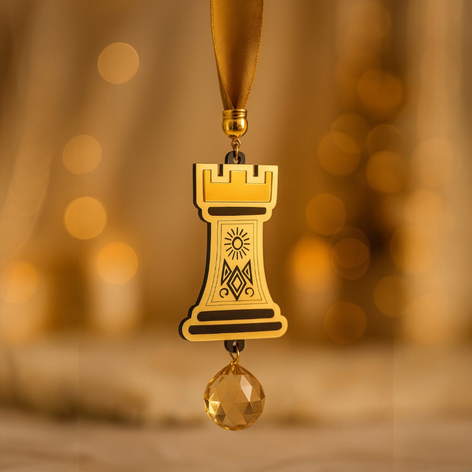 Κρεμαστό Γούρι 2026 Πύργος – Συλλογή CHESS BOLD | Plexiglass με Κρυστάλλινη Μπάλα - So Cute by Dimi