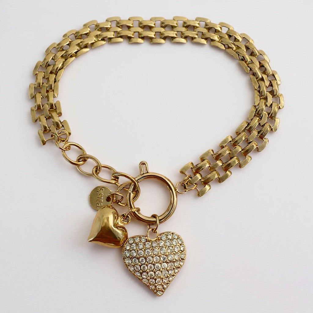 Ατσάλινο Βραχιόλι “Double Heart Sparkle” με Ζιργκόν - So Cute by Dimi