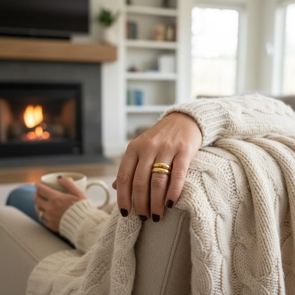 Ατσάλινο δαχτυλίδι με διπλή μπάρα σε χρυσό και ασημί – So Cute by Dimi