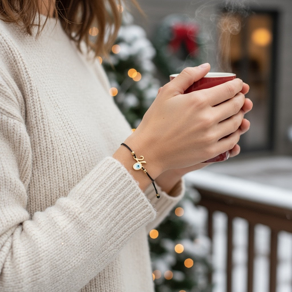 Βραχιόλι γούρι 2026 με ματάκι και χρωματιστό κορδόνι – So Cute by Dimi