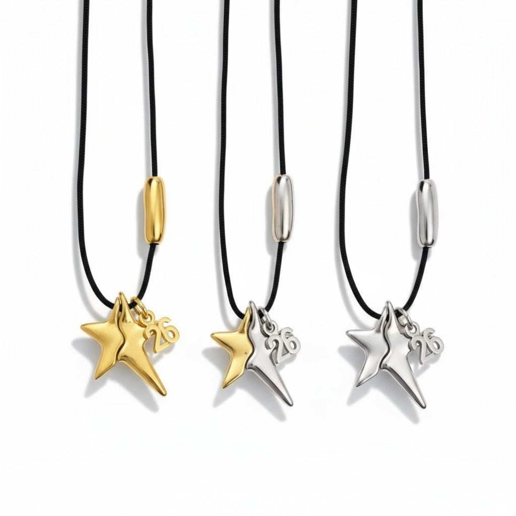 🌟 Ατσάλινο Κολιέ Γούρι “Starry Charm” - So Cute by Dimi