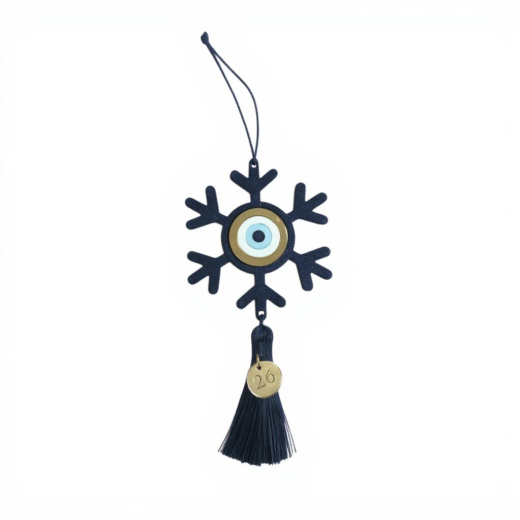 Κρεμαστό Γούρι Νιφάδα με Μάτι & Φούντα – 2026 - So Cute by Dimi