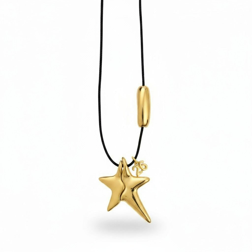 🌟 Ατσάλινο Κολιέ Γούρι “Starry Charm” - So Cute by Dimi