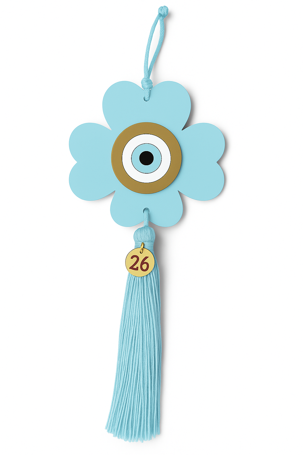 Γούρι 2026 τετράφυλλο plexiglass με μάτι & φούντα – διαθέσιμο σε πολλά χρώματα So Cute by DImi