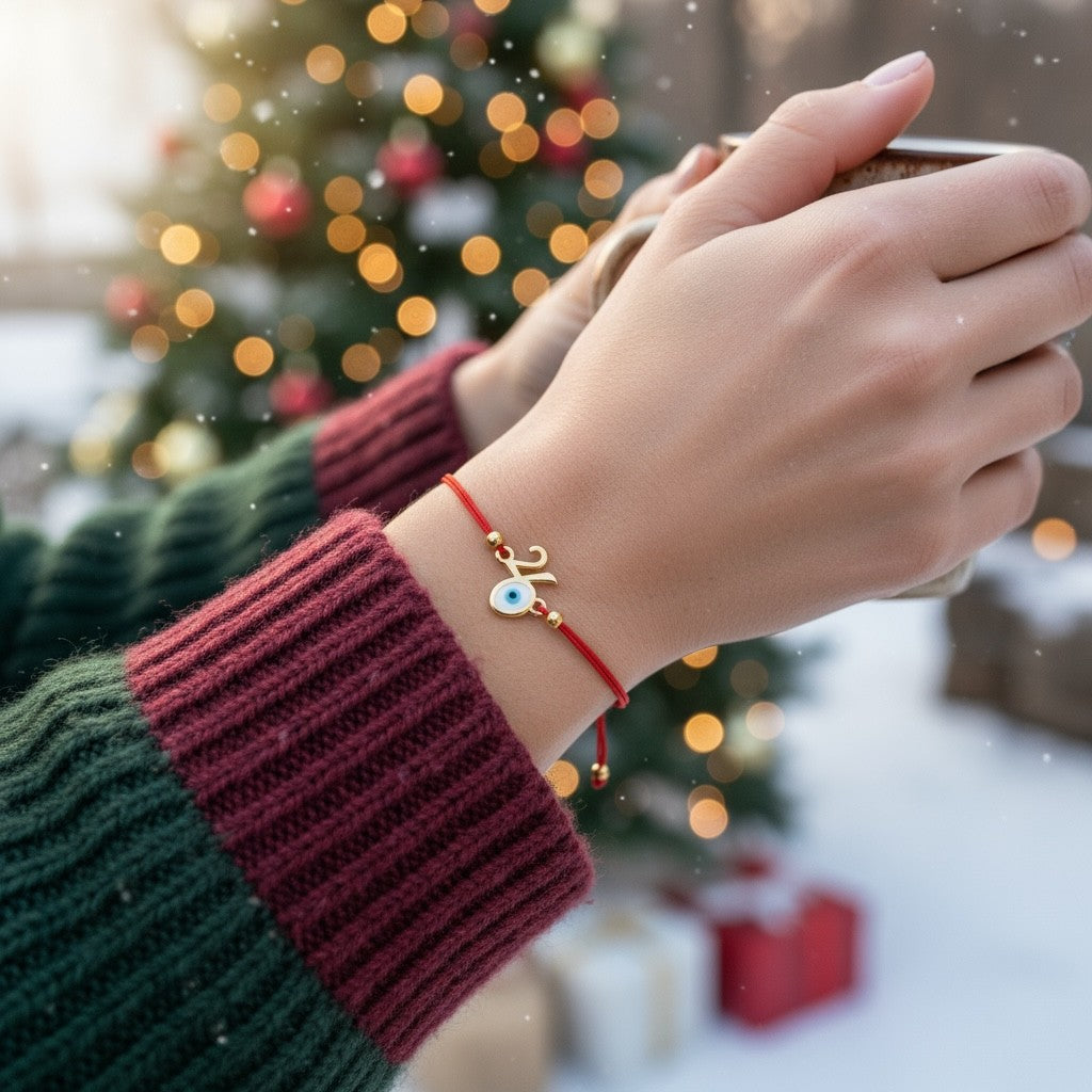 Βραχιόλι γούρι 2026 με ματάκι και χρωματιστό κορδόνι – So Cute by Dimi