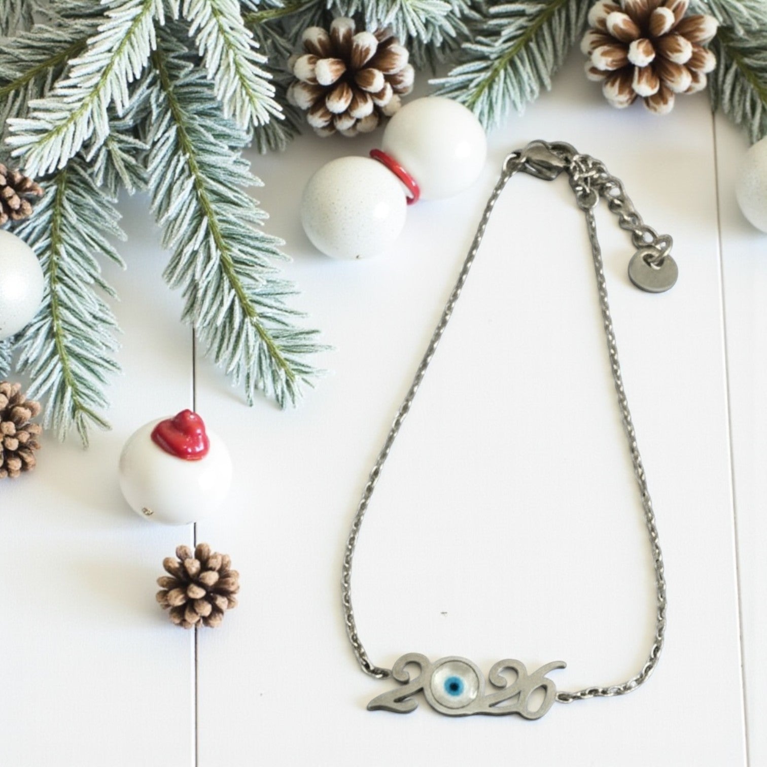 Ατσάλινο βραχιόλι γούρι 2026 με ματάκι – So Cute by Dimi