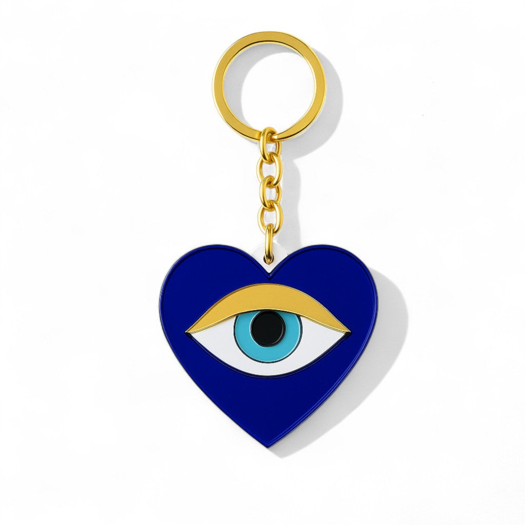 Heart Eye Mirror Keychain από plexiglass κόκκινο ή μπλε με χρυσές λεπτομέρειες – So Cute by Dimi