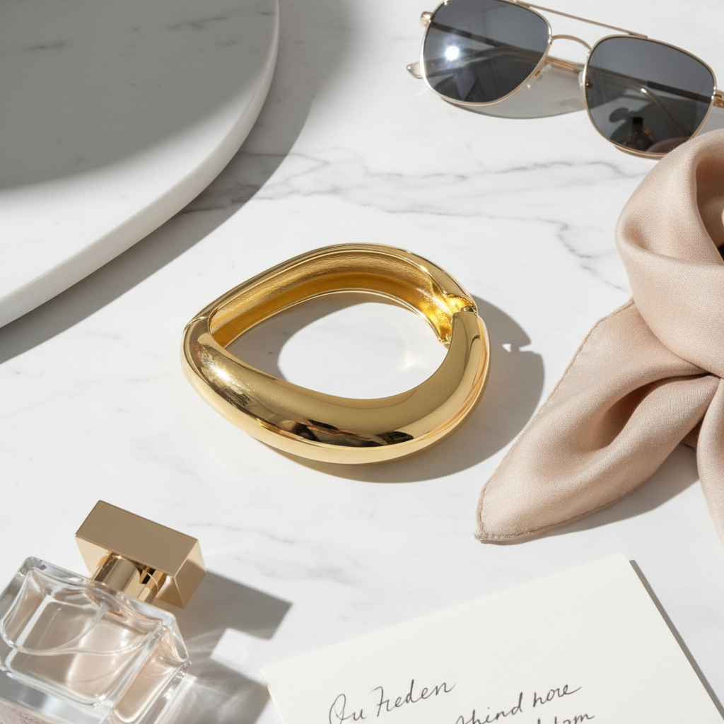 Bold curve copper bangle σε χρυσό – So Cute by Dimi