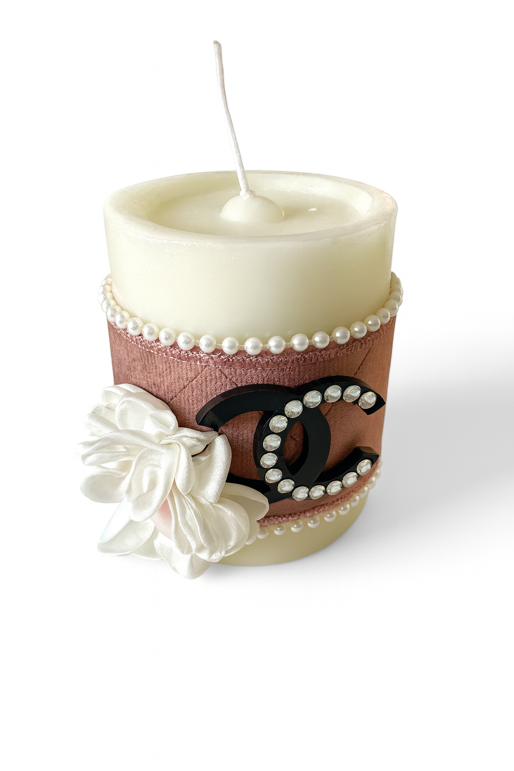 Στολισμένο κερί με βελούδο, στρας και λογότυπα οίκων μόδας – So Cute by Dimi
