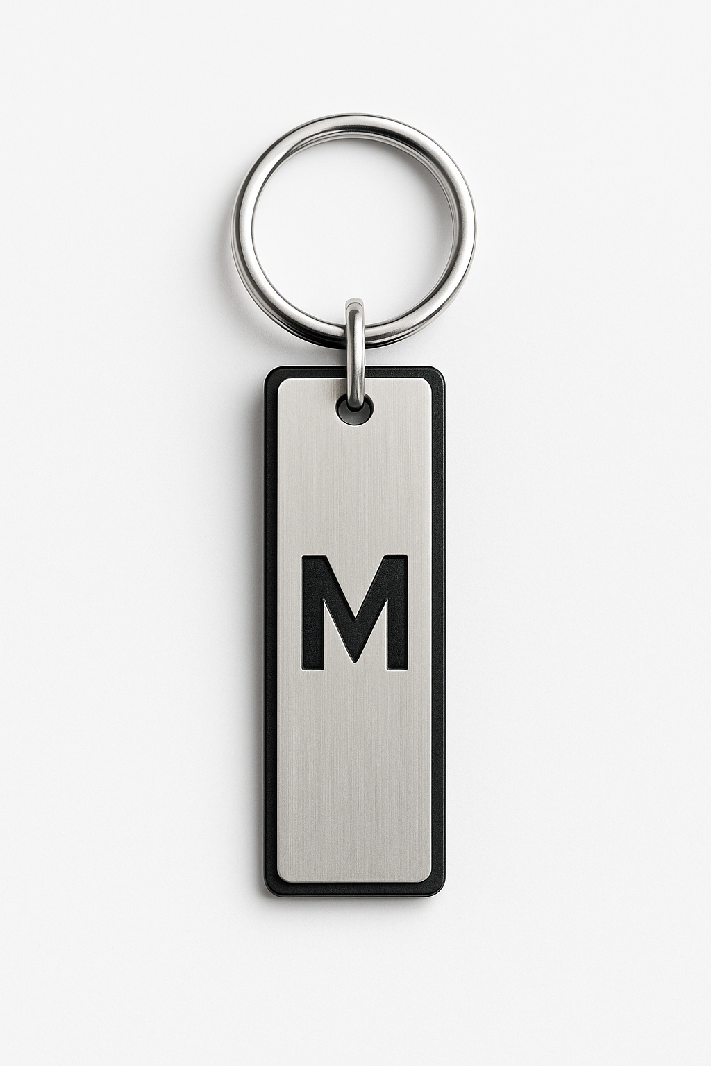 Premium ανδρικό μπρελόκ με μονόγραμμα, διπλό layer μαύρο plexi και ασημί matte mirror – So Cute by Dimi